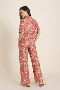 Zivame Dot & Doze Knit Poly Pyjama Set - Raw Sienna — thumbnail 4
